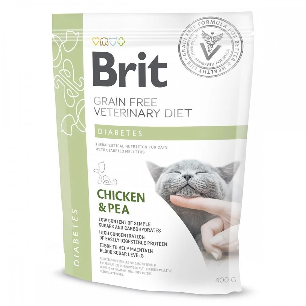 Сухий дієтичний корм Brit Grain Free VetDiet Cat Diabetes для котів при цукровому діабеті - 400 г