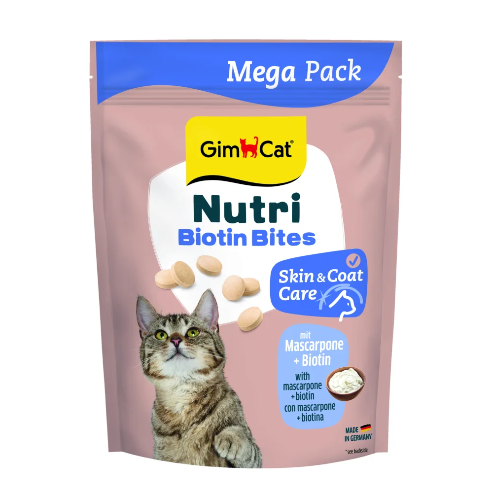 Вітамінізовані таблетки GimCat Nutri Biotin Bites для котів усіх порід з маскарпоне та біотином - 425 г