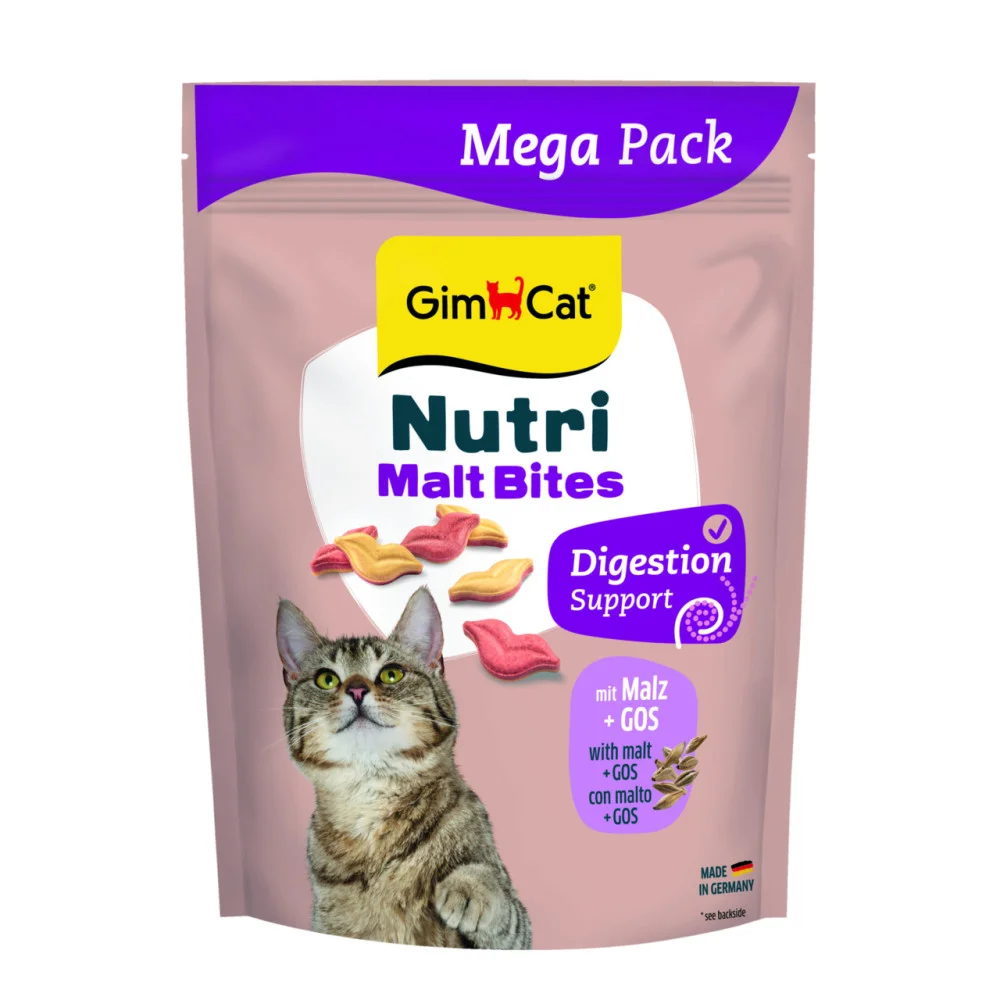 Вітамінізовані таблетки GimCat Nutri Malt Bites для виведення грудочок шерсті у дорослих котів - 425 г
