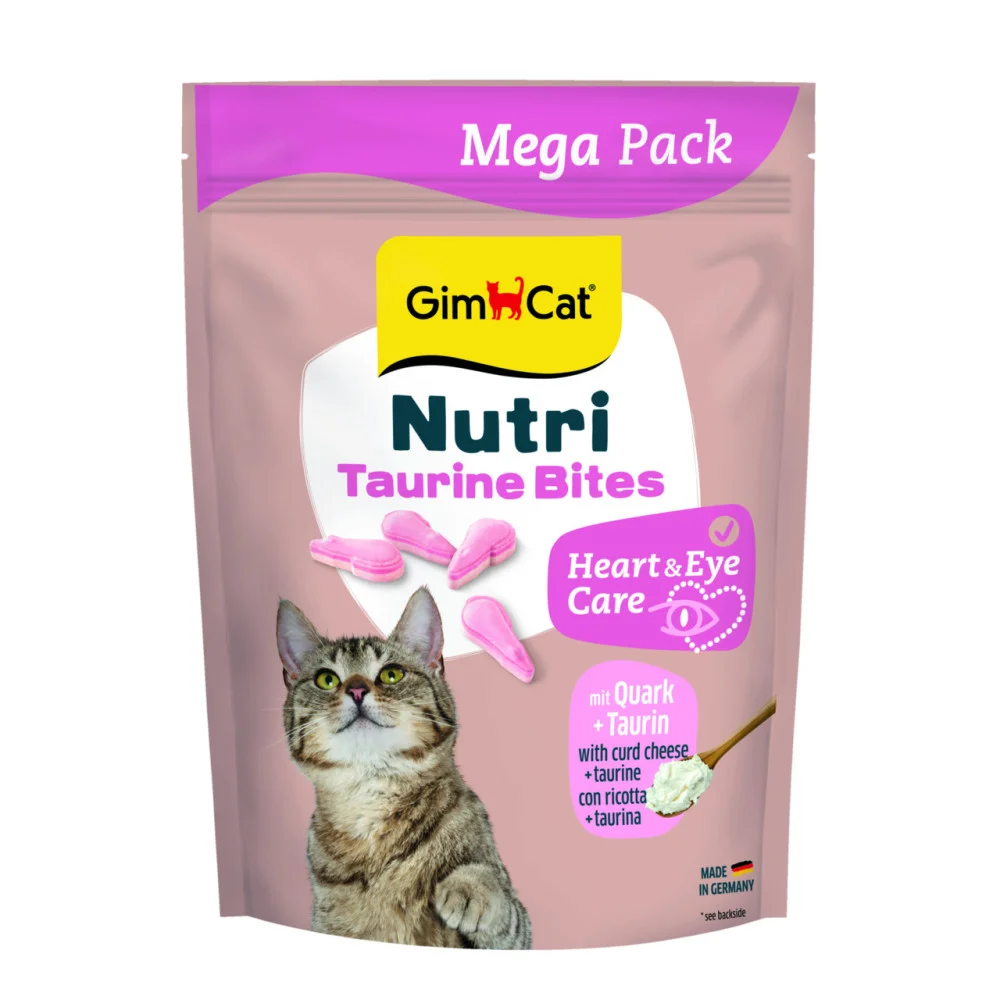 Вітамінізовані таблетки GimCat Nutri Taurine Bites Quark для котів усіх порід із сиром і таурином