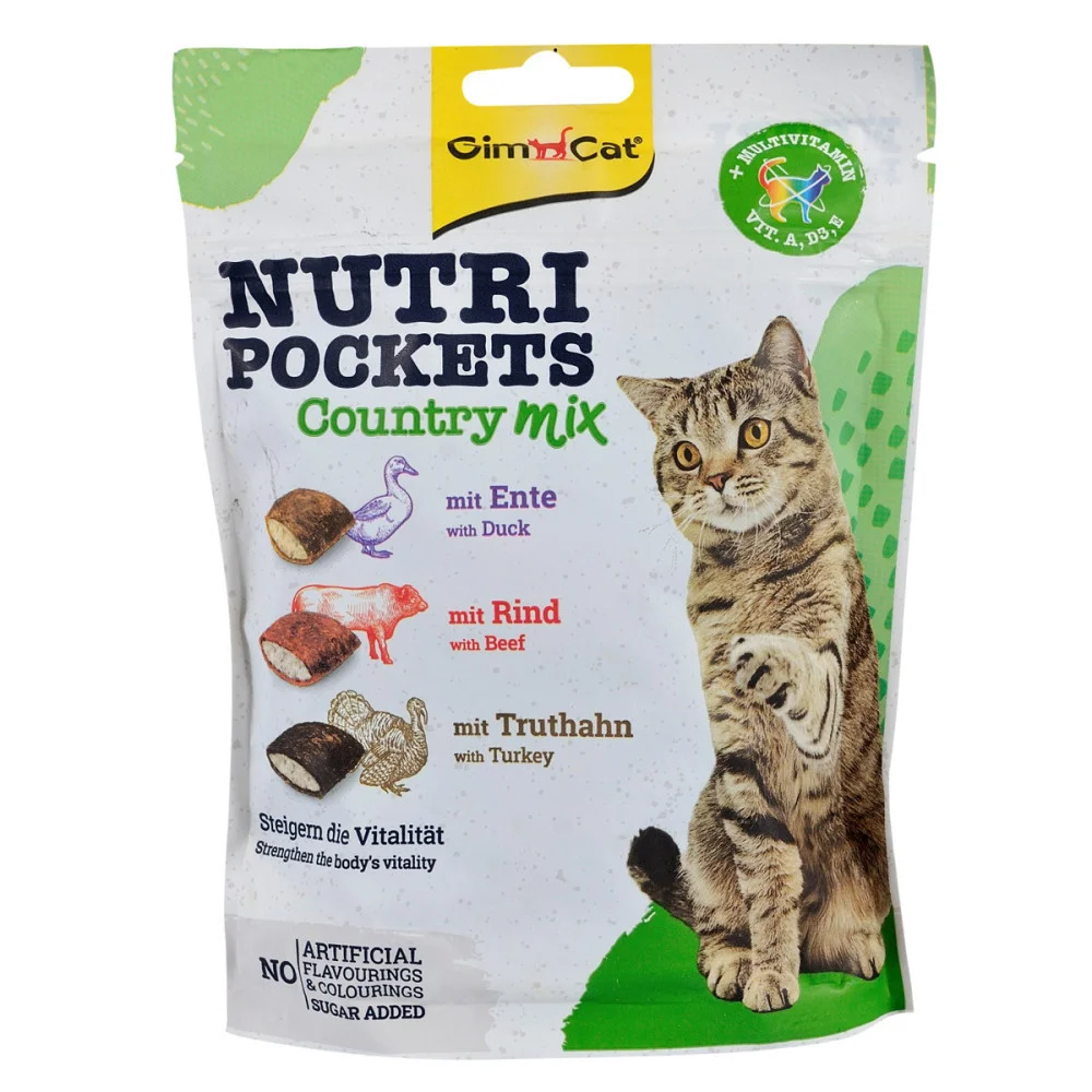 Ласощі для котів Nutri Pockets Country Mix хрусткі подушечки з качкою, яловичиною та індичкою - 150 г