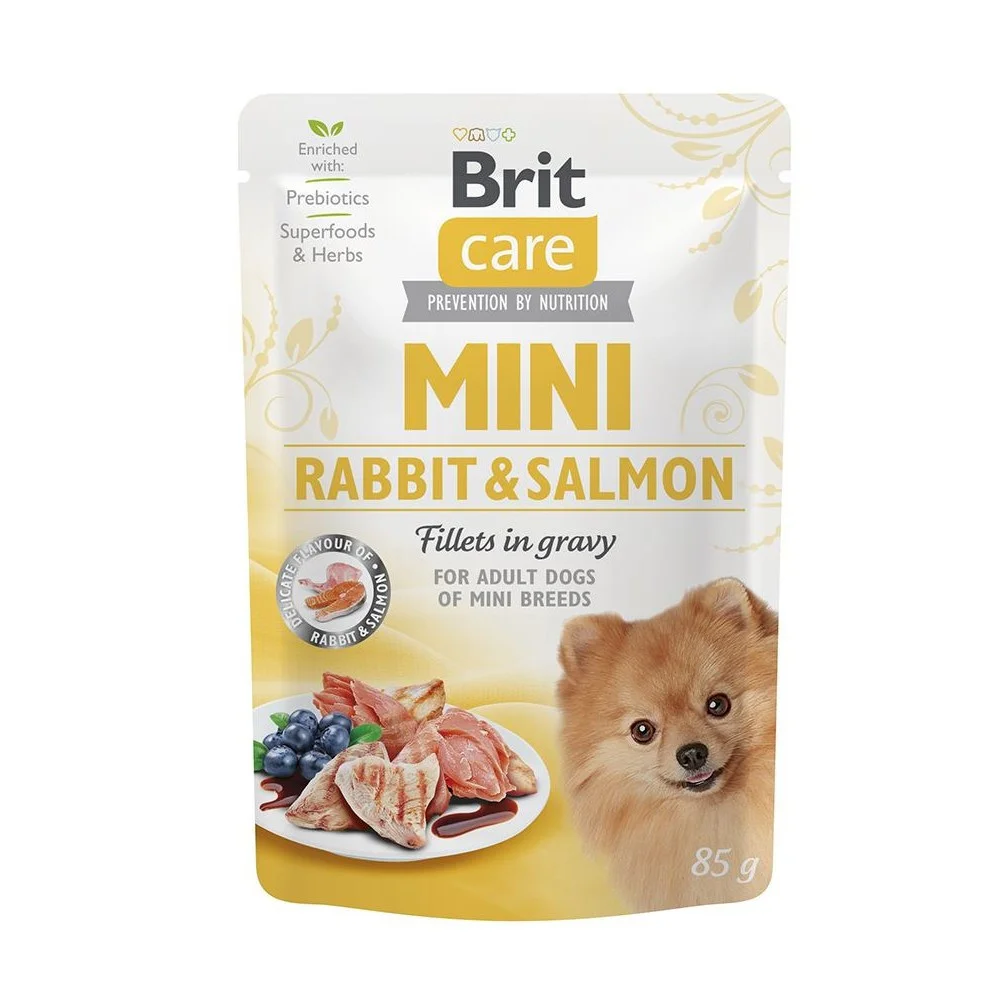 Вологий корм Brit Care Mini Fillets in Gravy для дорослих собак мініатюрних порід з кроликом та лососем в соусі - 85 г